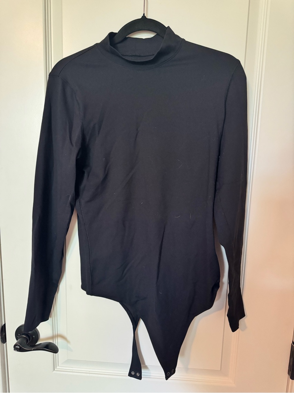 Abercrombie & Fitch Black Long-Sleeve Mock Neck Bodysuit for Women